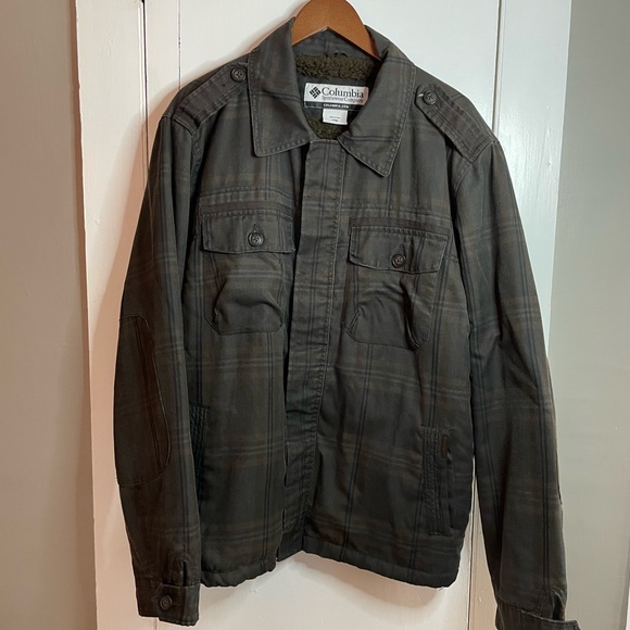 Other - Columbia Men's Brown Plaid Sherpa Lined Utility Field Chore Jacket Size XL